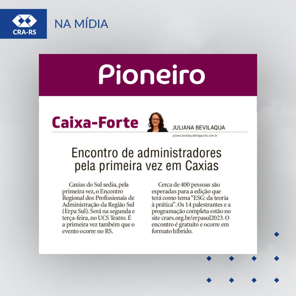 ERPA Sul é destaque no jornal Pioneiro, de Caxias do Sul